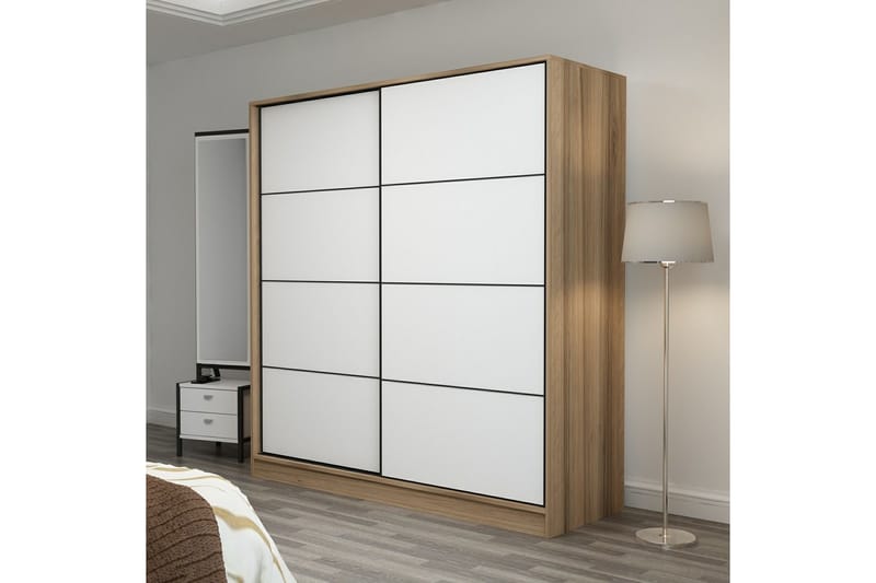 Fruitland Garderobe 220 cm - Hvid/eg - Opbevaring - Tøjopbevaring - Garderobeskabe