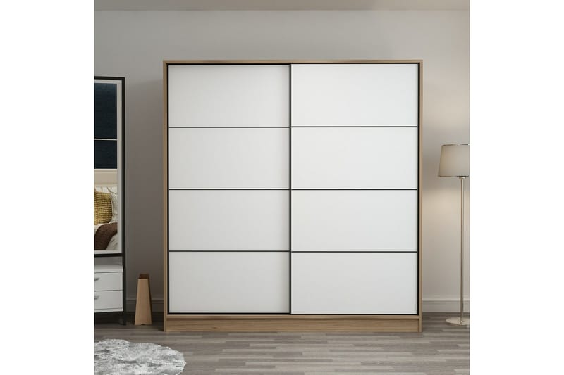 Fruitland Garderobe 220 cm - Hvid/eg - Opbevaring - Tøjopbevaring - Garderobeskabe