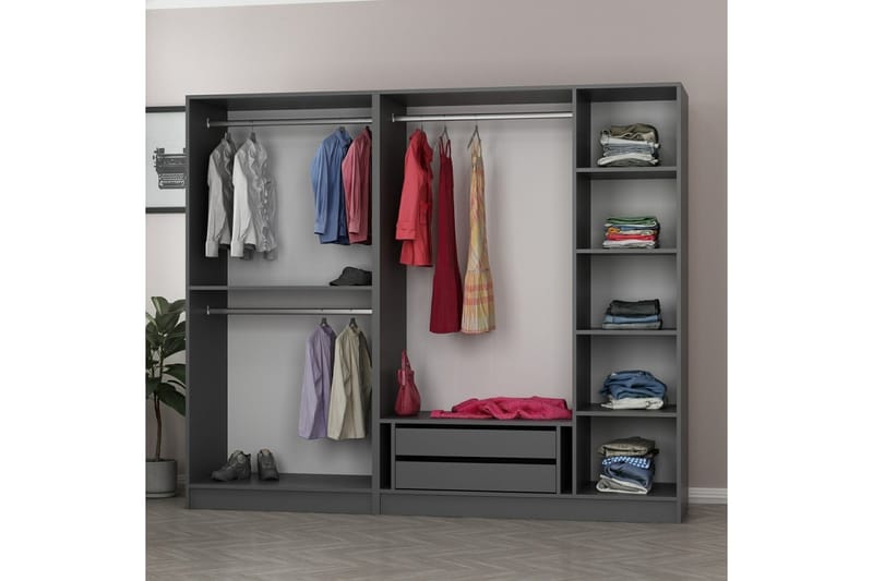 Fruitland Garderobe 225 cm - Antracit - Opbevaring - Tøjopbevaring - Garderobeskabe