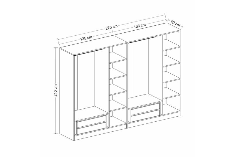 Fruitland Garderobe 225 cm - Antracit - Opbevaring - Tøjopbevaring - Garderobeskabe