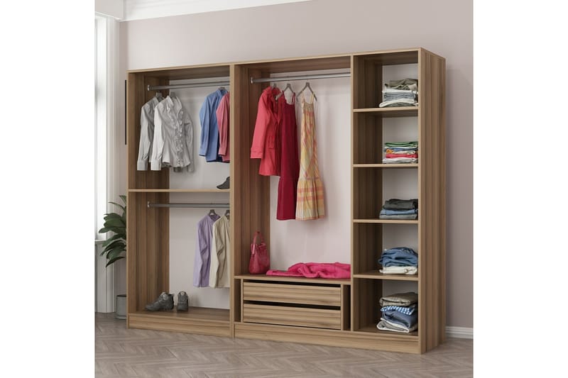 Fruitland Garderobe 225 cm - Brun - Opbevaring - Tøjopbevaring - Garderobeskabe