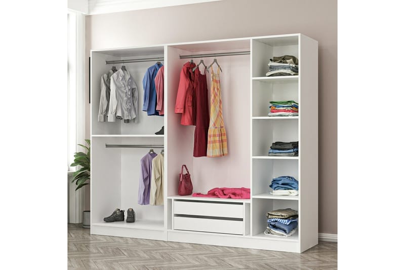 Fruitland Garderobe 225 cm - Brun/Hvid - Opbevaring - Tøjopbevaring - Garderobeskabe