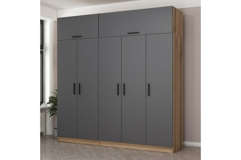 Fruitland Garderobe 225 cm - Grå/Brun - Opbevaring - Tøjopbevaring - Garderobeskabe