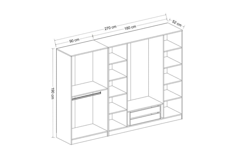 Fruitland Garderobe 225 cm - Hvid - Opbevaring - Tøjopbevaring - Garderobeskabe