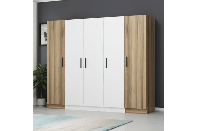 Fruitland Garderobe 225 cm - Hvid/Brun - Opbevaring - Tøjopbevaring - Garderobeskabe