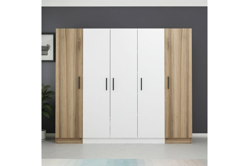 Fruitland Garderobe 225 cm - Hvid/Brun - Opbevaring - Tøjopbevaring - Garderobeskabe