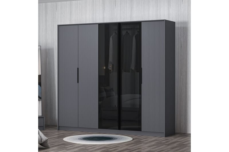 Fruitland Garderobe 228x210 cm - Antracit - Opbevaring - Tøjopbevaring - Garderobeskabe