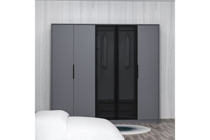 Fruitland Garderobe 228x210 cm - Antracit - Opbevaring - Tøjopbevaring - Garderobeskabe