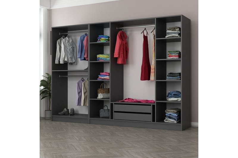 Fruitland Garderobe 270 cm - Antracit - Opbevaring - Tøjopbevaring - Garderobeskabe