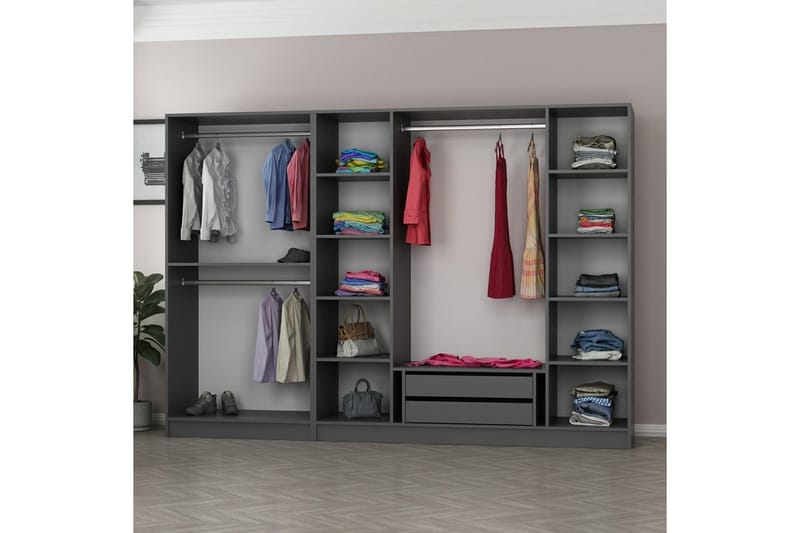 Fruitland Garderobe 270 cm - Antracit - Opbevaring - Tøjopbevaring - Garderobeskabe