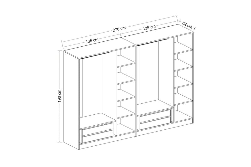 Fruitland Garderobe 270 cm - Antracit - Opbevaring - Tøjopbevaring - Garderobeskabe