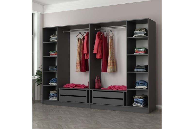 Fruitland Garderobe 270 cm - Antracit - Opbevaring - Tøjopbevaring - Garderobeskabe