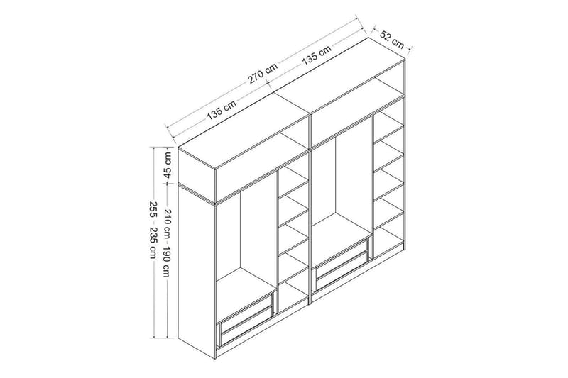 Fruitland Garderobe 270 cm - Antracit - Opbevaring - Tøjopbevaring - Garderobeskabe