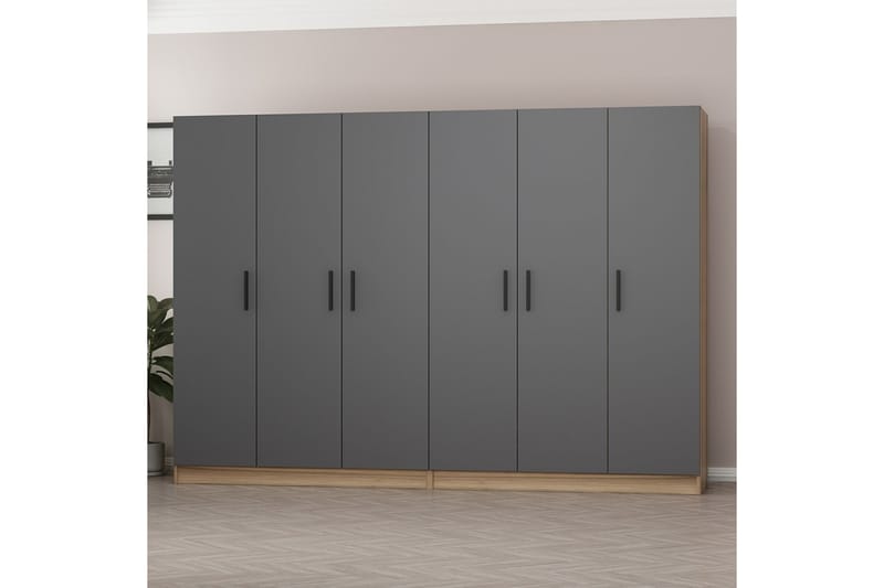 Fruitland Garderobe 270 cm - Grå/Brun - Opbevaring - Tøjopbevaring - Garderobeskabe