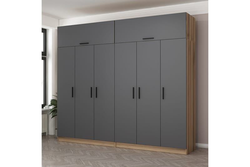 Fruitland Garderobe 270 cm - Grå/Brun - Opbevaring - Tøjopbevaring - Garderobeskabe