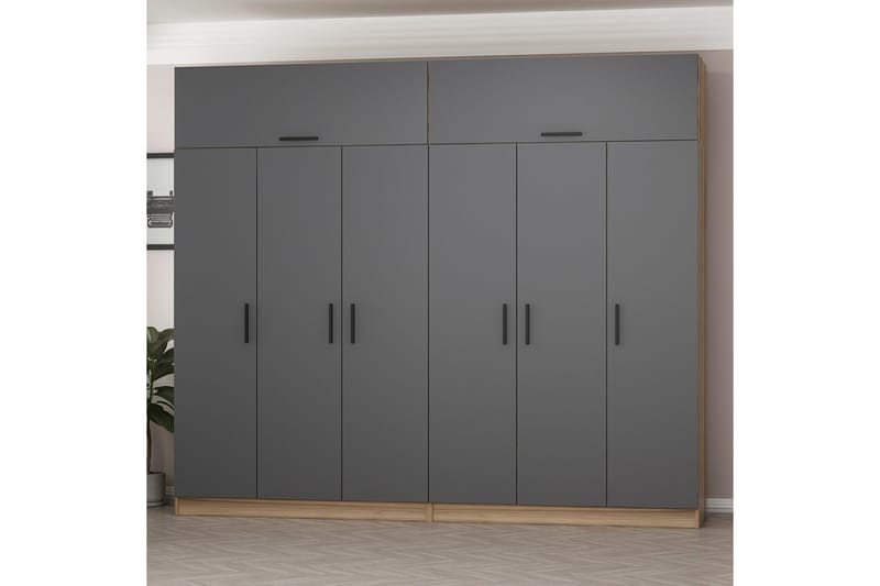 Fruitland Garderobe 270 cm - Grå/Brun - Opbevaring - Tøjopbevaring - Garderobeskabe