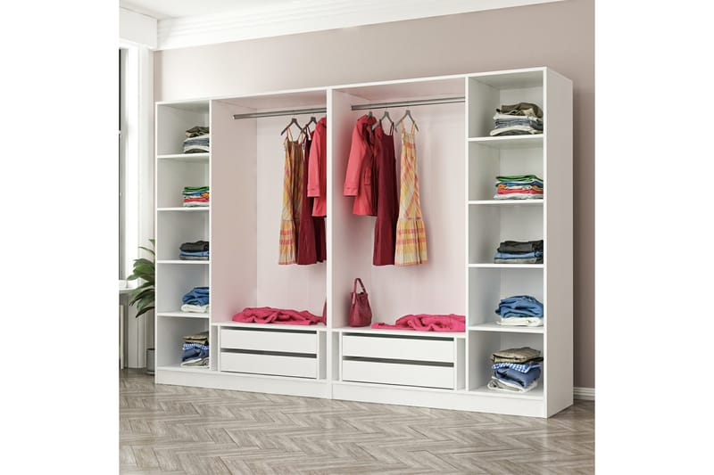 Fruitland Garderobe 270 cm - Grå/Hvid - Opbevaring - Tøjopbevaring - Garderobeskabe