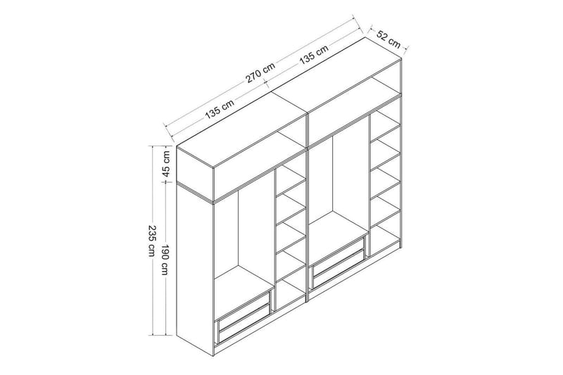 Fruitland Garderobe 270 cm - Hvid - Opbevaring - Tøjopbevaring - Garderobeskabe