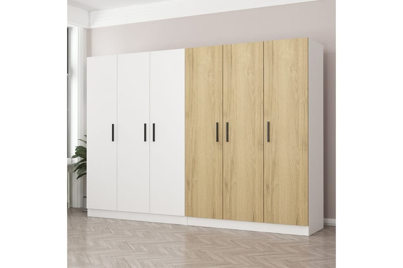 Fruitland Garderobe 270 cm - Hvid/Brun - Opbevaring - Tøjopbevaring - Garderobeskabe