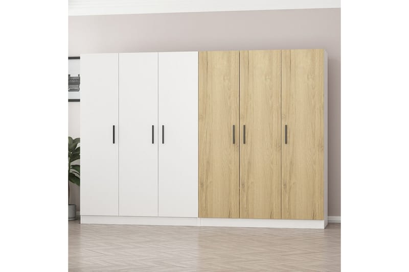 Fruitland Garderobe 270 cm - Hvid/Brun - Opbevaring - Tøjopbevaring - Garderobeskabe