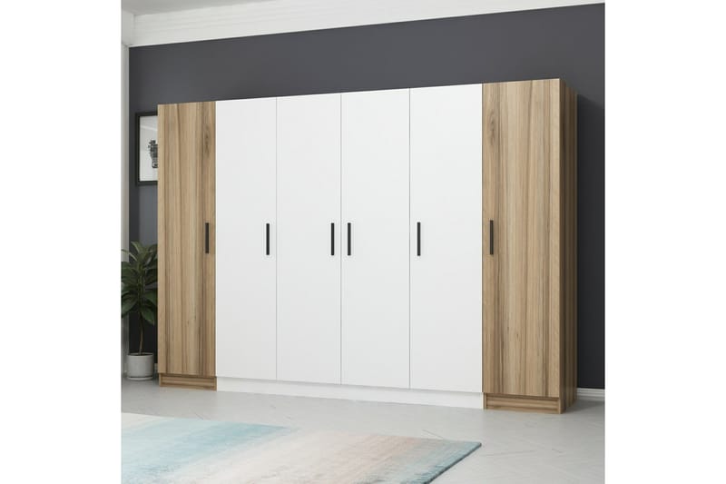 Fruitland Garderobe 270 cm - Hvid/Brun - Opbevaring - Tøjopbevaring - Garderobeskabe