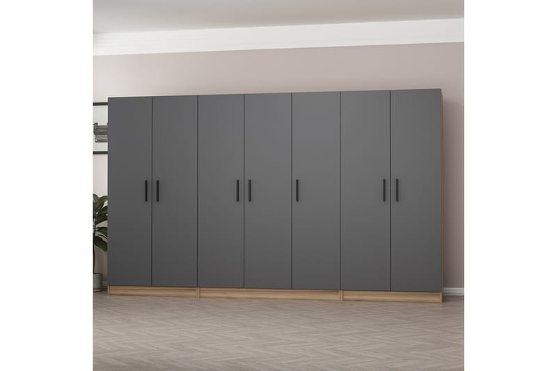 Fruitland Garderobe 315 cm - Grå/Brun - Opbevaring - Tøjopbevaring - Garderobeskabe