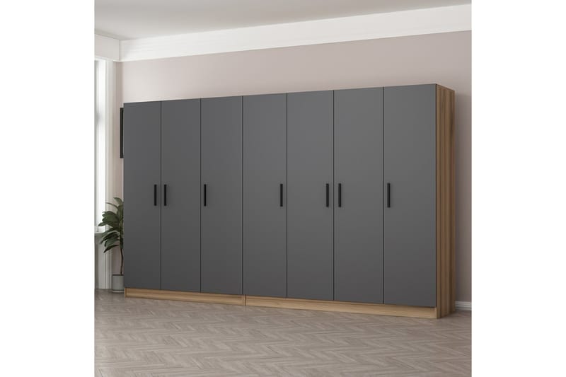 Fruitland Garderobe 315 cm - Grå/Brun - Opbevaring - Tøjopbevaring - Garderobeskabe