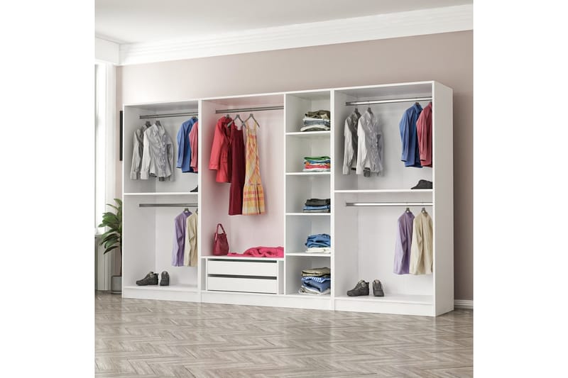 Fruitland Garderobe 315 cm - Hvid - Opbevaring - Tøjopbevaring - Garderobeskabe