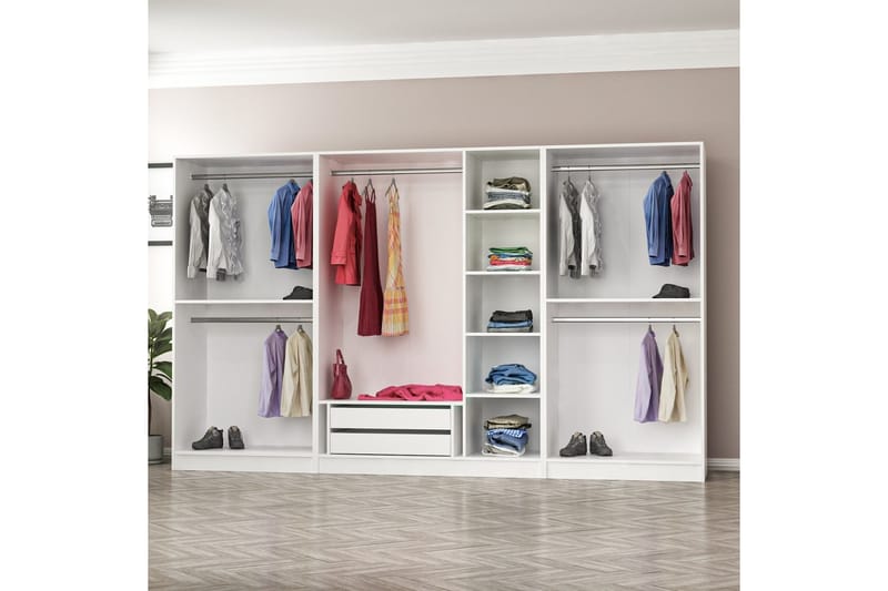 Fruitland Garderobe 315 cm - Hvid - Opbevaring - Tøjopbevaring - Garderobeskabe