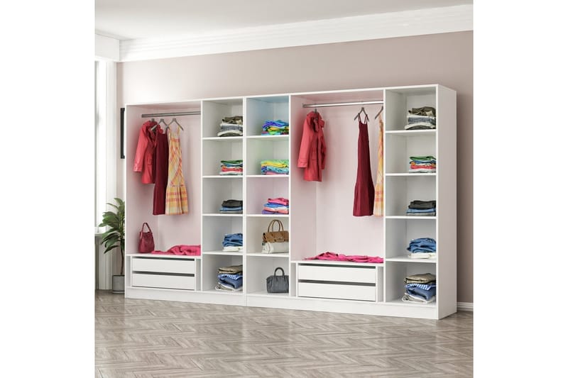 Fruitland Garderobe 315 cm - Hvid - Opbevaring - Tøjopbevaring - Garderobeskabe