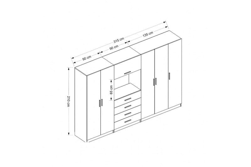 Fruitland Garderobe 315 cm - Hvid - Opbevaring - Tøjopbevaring - Garderobeskabe