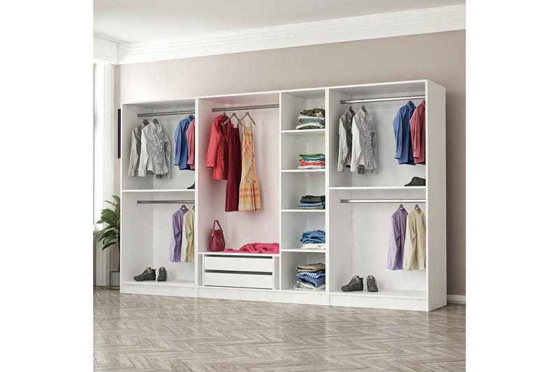 Fruitland Garderobe 315 cm - Hvid - Opbevaring - Tøjopbevaring - Garderobeskabe