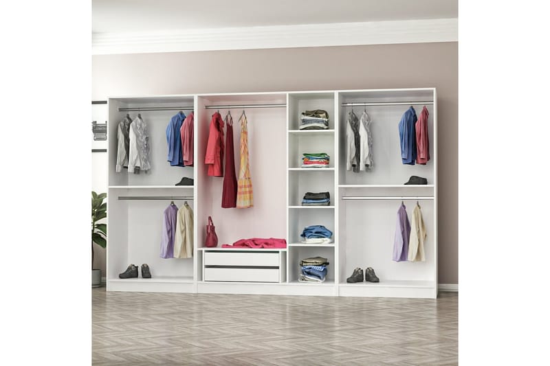 Fruitland Garderobe 315 cm - Hvid/Brun - Opbevaring - Tøjopbevaring - Garderobeskabe