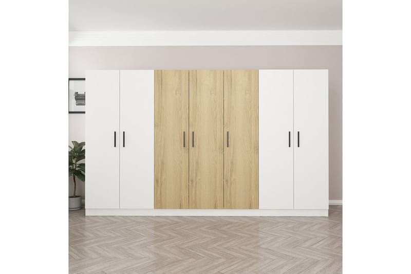 Fruitland Garderobe 315 cm - Hvid/Brun - Opbevaring - Tøjopbevaring - Garderobeskabe