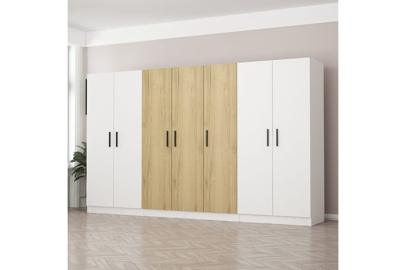 Fruitland Garderobe 315 cm - Hvid/Brun - Opbevaring - Tøjopbevaring - Garderobeskabe