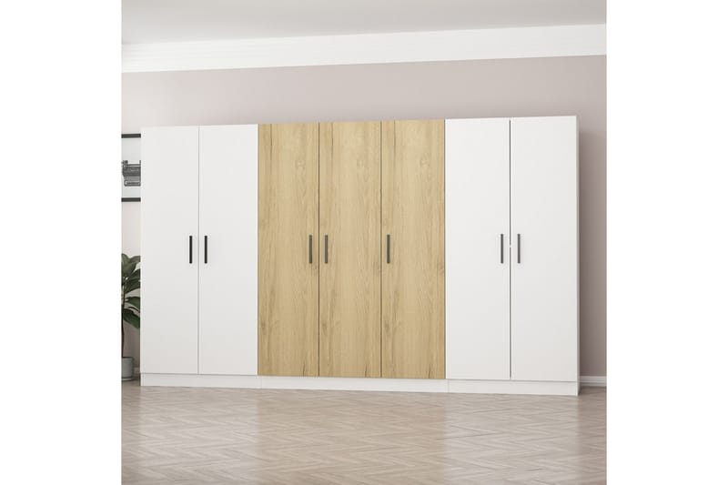 Fruitland Garderobe 315 cm - Hvid/Brun - Opbevaring - Tøjopbevaring - Garderobeskabe