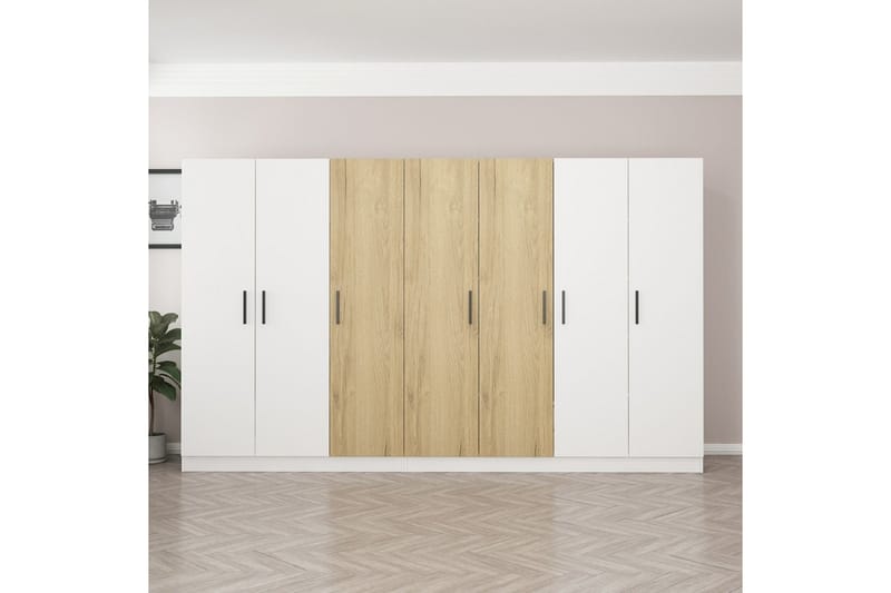 Fruitland Garderobe 315 cm - Hvid/Brun - Opbevaring - Tøjopbevaring - Garderobeskabe