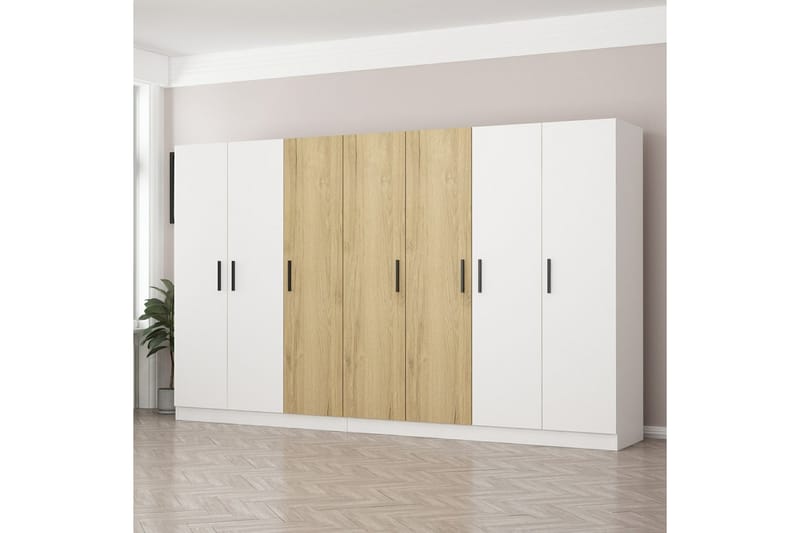 Fruitland Garderobe 315 cm - Hvid/Brun - Opbevaring - Tøjopbevaring - Garderobeskabe