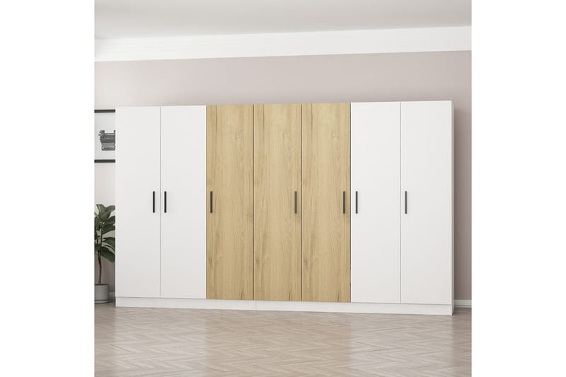 Fruitland Garderobe 315 cm - Hvid/Brun - Opbevaring - Tøjopbevaring - Garderobeskabe