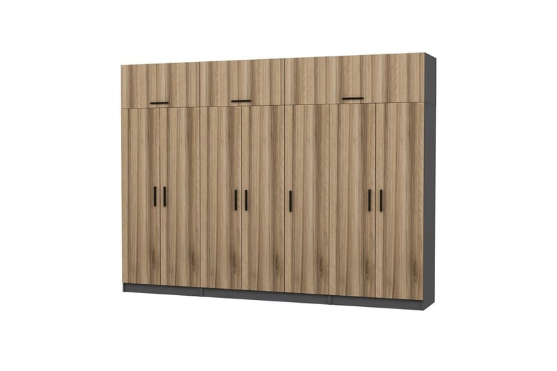 Fruitland Garderobe 315x235 cm - Valnød/Antracit - Opbevaring - Tøjopbevaring - Garderobeskabe