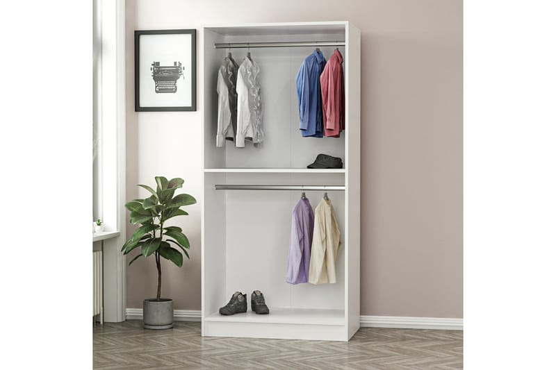 Fruitland Garderobe 90 cm - Hvid - Opbevaring - Tøjopbevaring - Garderobeskabe