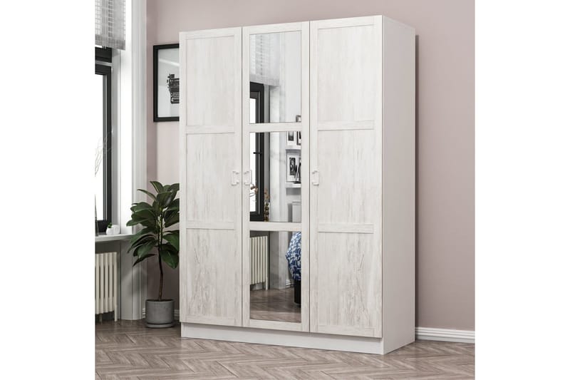 Fruitland Garderobe med Spejl - Beige - Opbevaring - Tøjopbevaring - Garderobeskabe