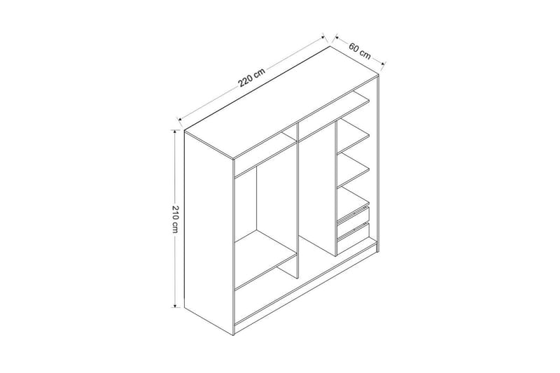 Fruitland Garderobe med Spejl - Hvid/Brun - Opbevaring - Tøjopbevaring - Garderobeskabe