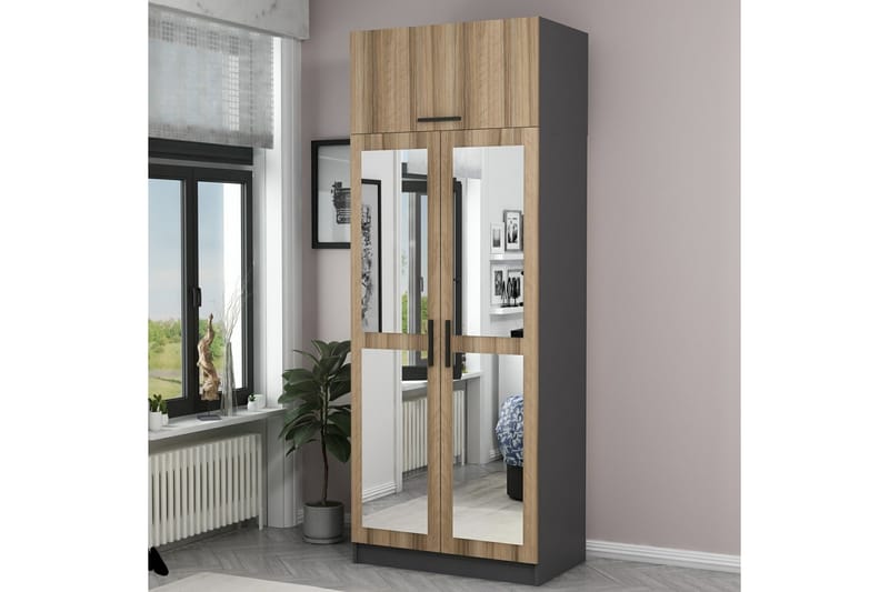 Fruitland Garderobe med Spejl - Oak - Opbevaring - Tøjopbevaring - Garderobeskabe