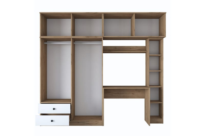 Fryderyk Garderobe 240x216,8 cm - Valnød/Hvid - Opbevaring - Tøjopbevaring - Garderobeskabe