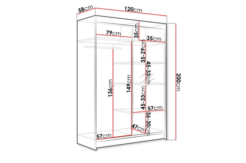 Garderobe + LED - Hvid - Opbevaring - Tøjopbevaring - Garderobeskabe