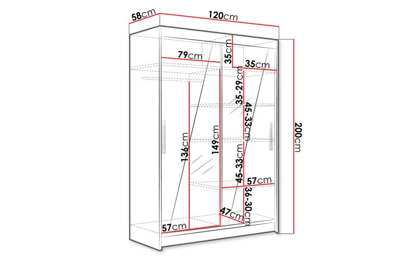 Garderobe + LED - Hvid - Opbevaring - Tøjopbevaring - Garderobeskabe