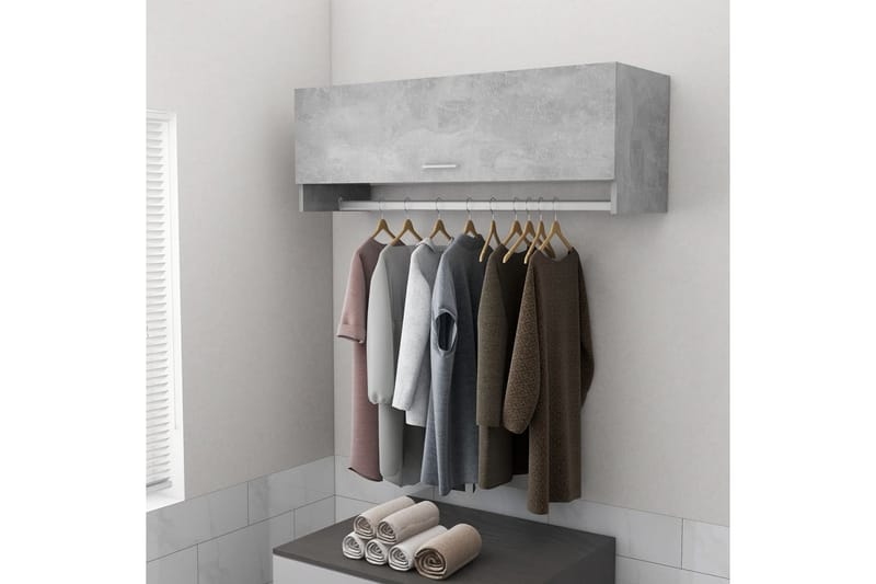 garderobe 100x32,5x35 cm spånplade betongrå - Grå - Opbevaring - Tøjopbevaring - Garderobeskabe