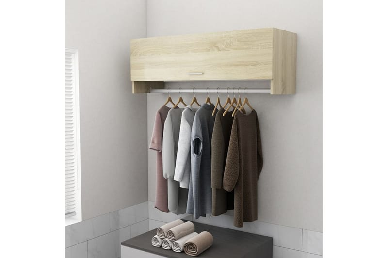 garderobe 100x32,5x35 cm spånplade sonoma-eg - Brun - Opbevaring - Tøjopbevaring - Garderobeskabe