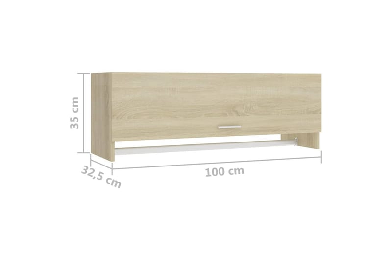 garderobe 100x32,5x35 cm spånplade sonoma-eg - Brun - Opbevaring - Tøjopbevaring - Garderobeskabe